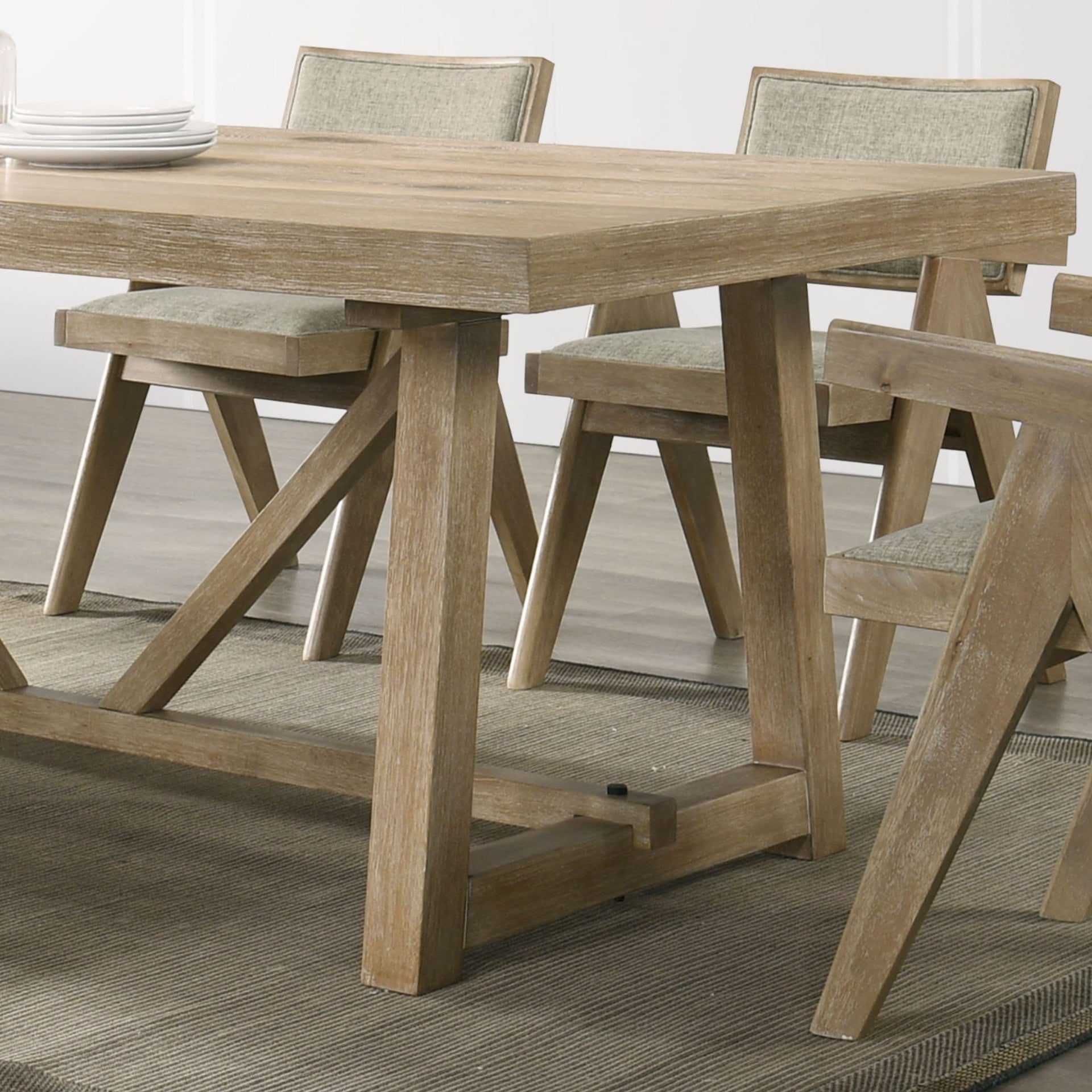 Dining Room Table Oak Finish Dining Table Trestle Base 1pc Dining Room Furniture