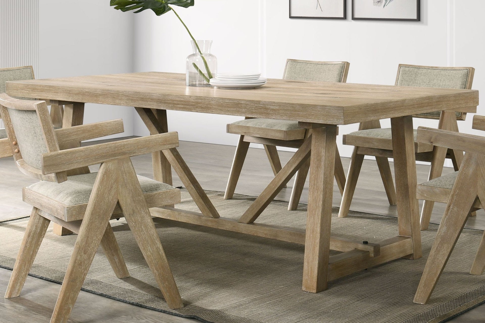 Dining Room Table Oak Finish Dining Table Trestle Base 1pc Dining Room Furniture