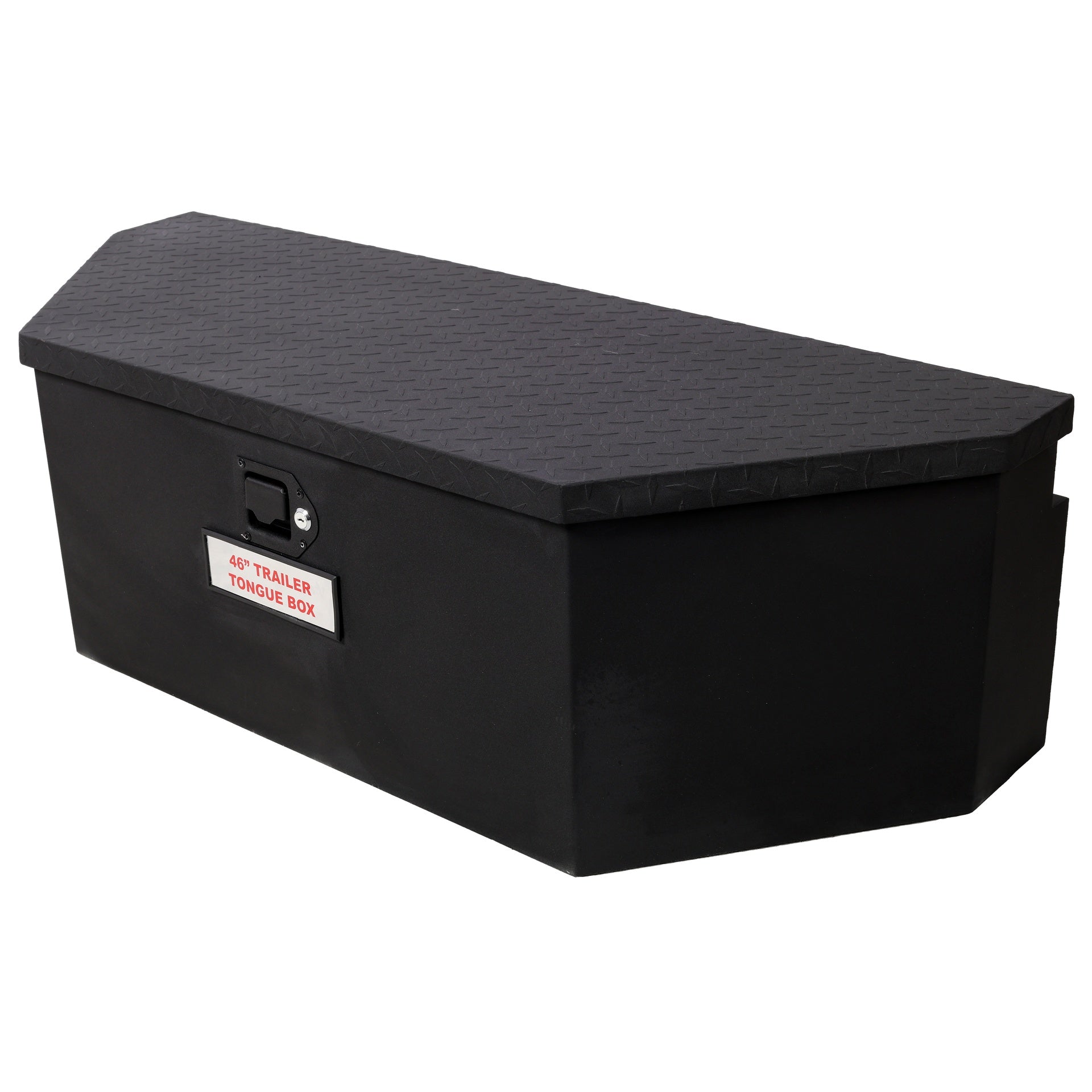 46"X18"X14.5" Tongue Truck Box Black Heavy Duty Steel Trailer Tongue Box, 6.7 CUFT Capacity, With Lock and Keys, Black color