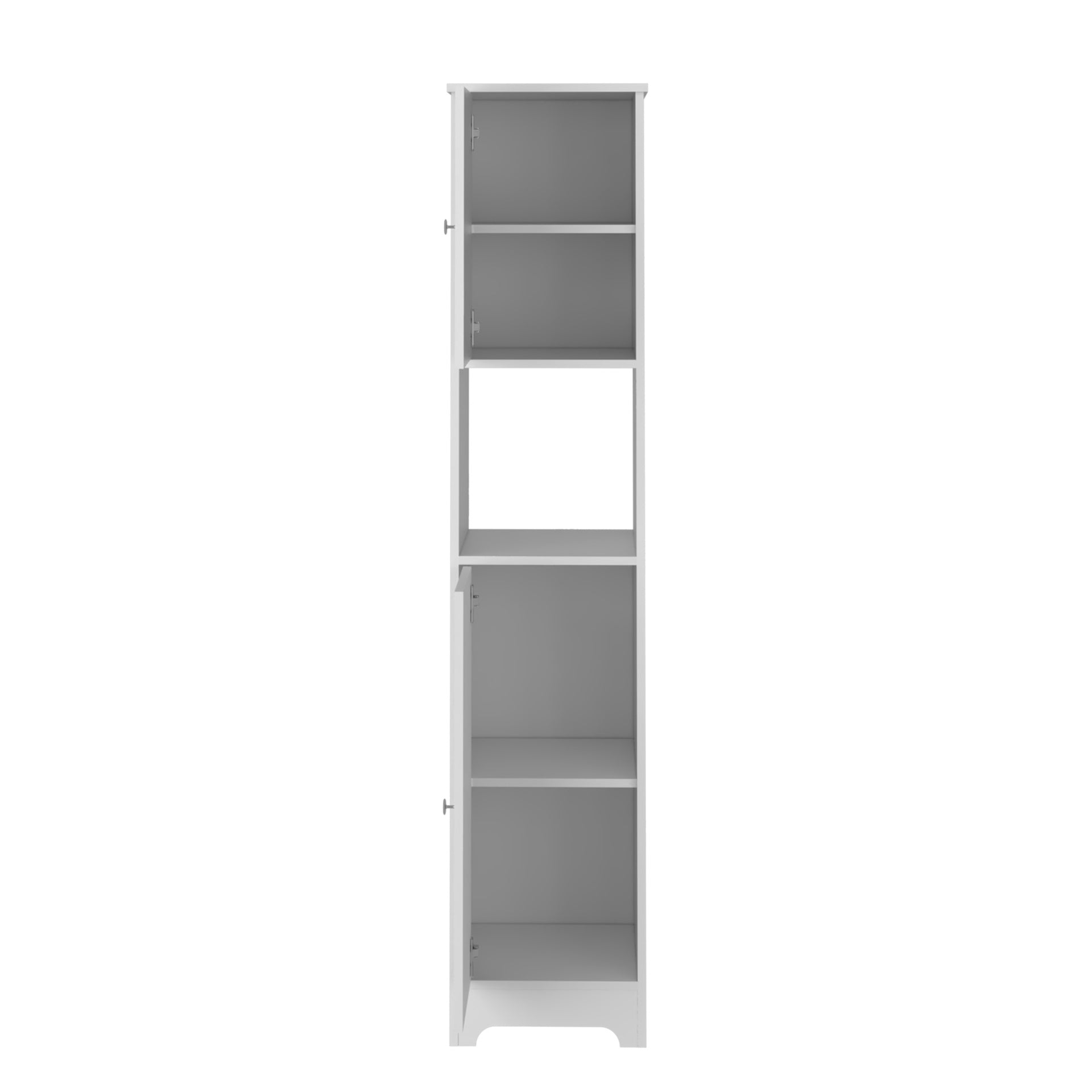 Double Door Cabinet 69" H, Four Interior Shelves, One Open Shelf, White