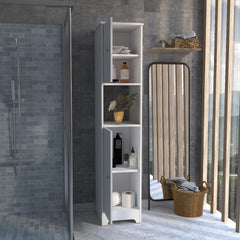 Double Door Cabinet 69" H, Four Interior Shelves, One Open Shelf, White
