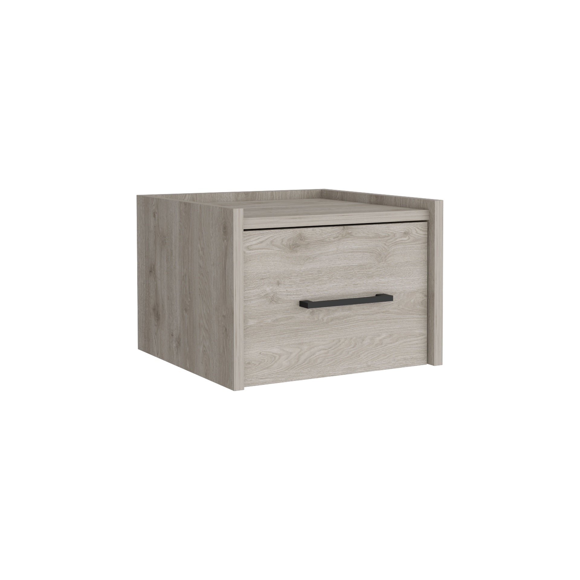 Floating Nightstand, Space-Saving Design with Handy Drawer and Surface, Light Gray