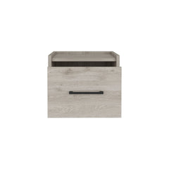 Floating Nightstand, Space-Saving Design with Handy Drawer and Surface, Light Gray