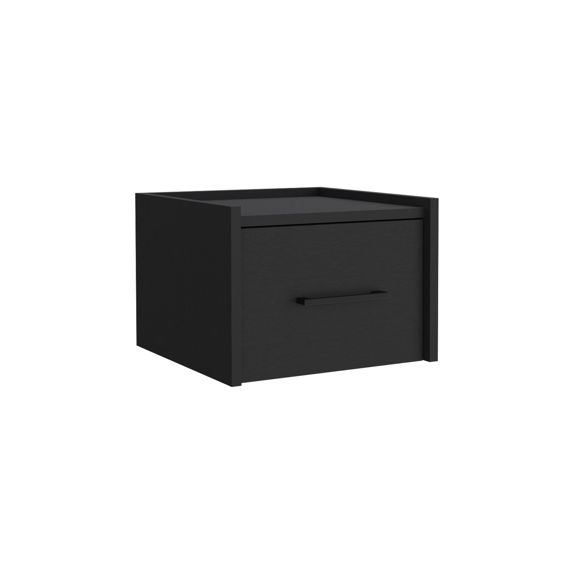 Floating Nightstand, Space-Saving Design with Handy Drawer and Surface, Black