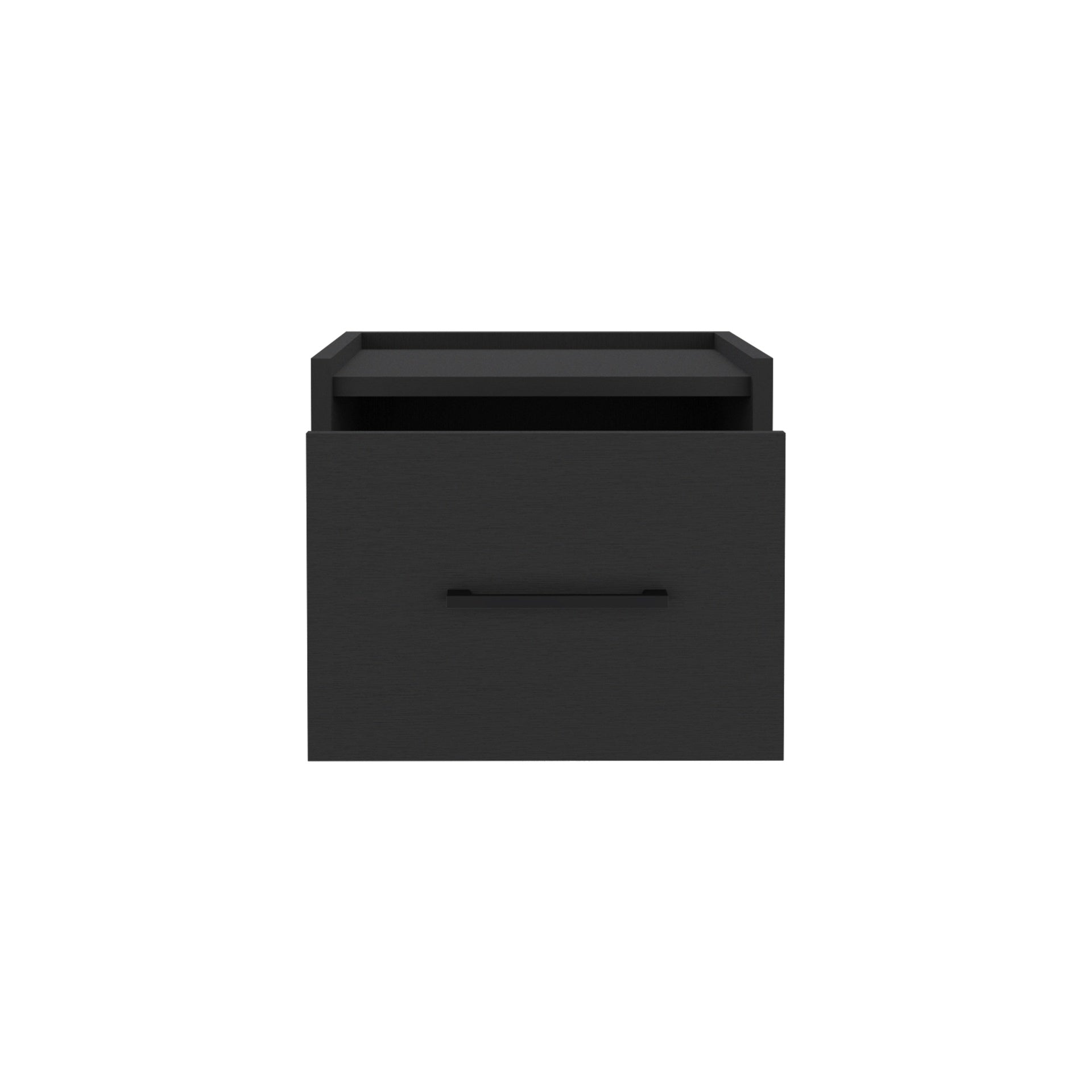 Floating Nightstand, Space-Saving Design with Handy Drawer and Surface, Black