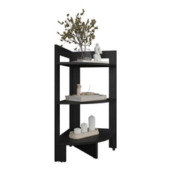 Side Table 31.70" H, with 3 Shelves, 3 Legs, Black