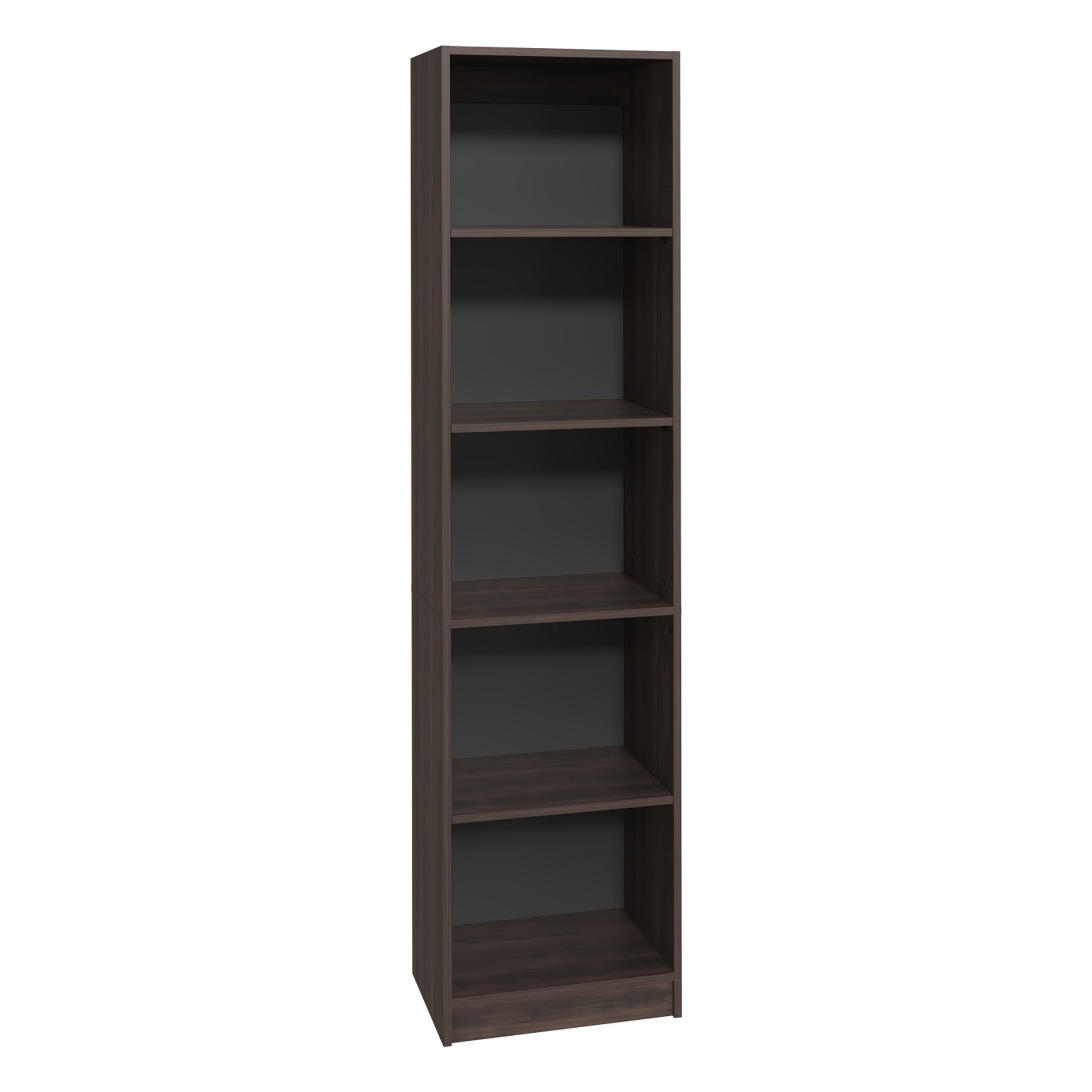 XS Bookcase Compact Bookshelf with Multiple Shelves, Dark Walnut / Black Wengue