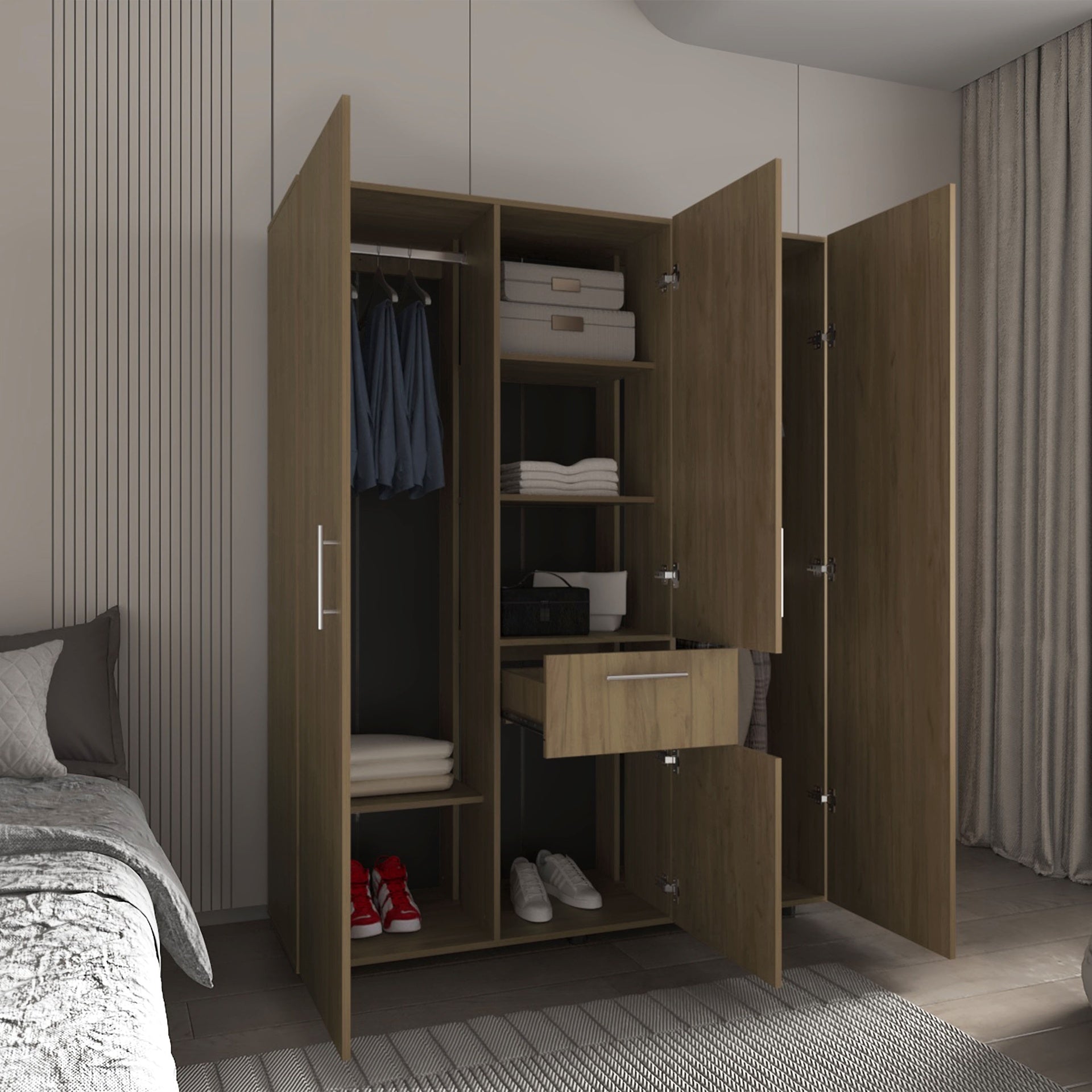 Armoire, 2 Doors, 5 Shelves, 1 Drawer