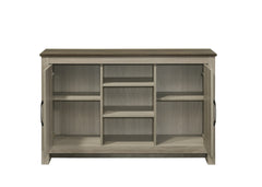 Nilda 47"W Gray Oak Console Table, Buffet Table, Sideboard with Shelves and Cabinet Doors