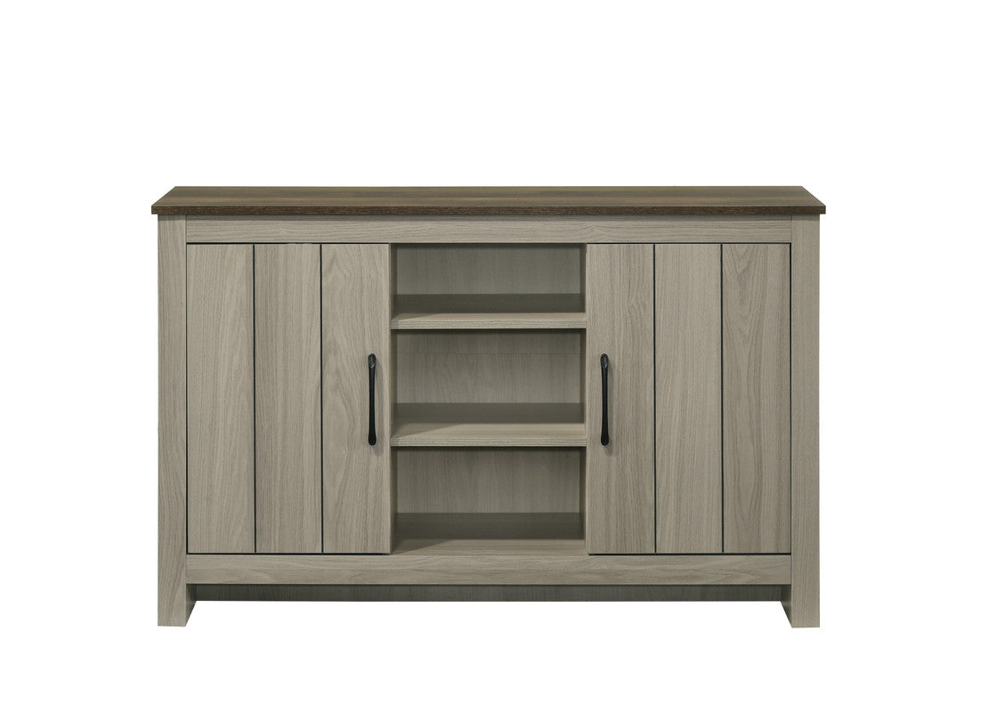 Nilda 47"W Gray Oak Console Table, Buffet Table, Sideboard with Shelves and Cabinet Doors
