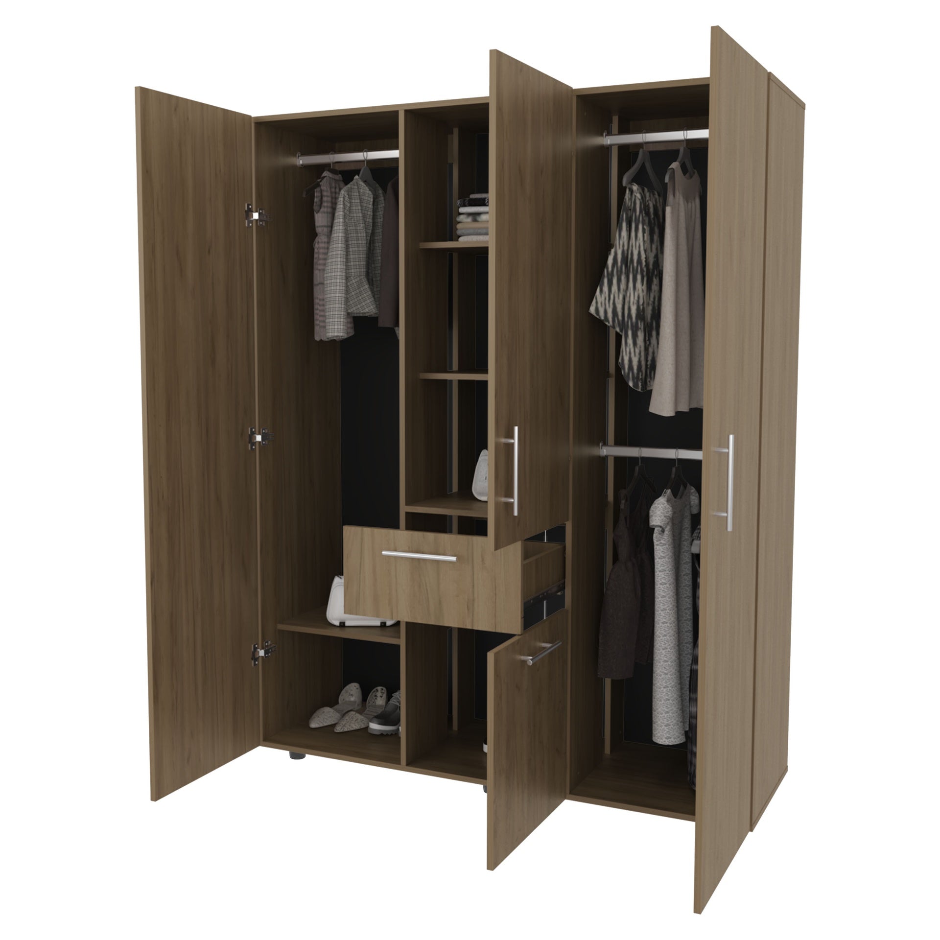 FM FURNITURE Alamo Lake Armoire Multi-storage with one Drawer, Natural Oak