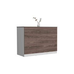 Joliet Kitchen Base Cabinet, Three Drawers, Two Interior Shelves, One Flexible Cabinet