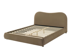 Beautiful 1pc Queen Size Bed Curved Design Velvet Brown Color Upholstered Headboard Storage FB Bedroom Furniture Bedframe