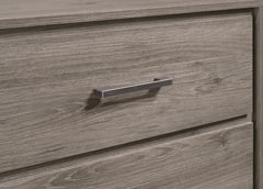 1pc Contemporary 4-Drawer Storage Chest Metal Handle Grey Oak Finish