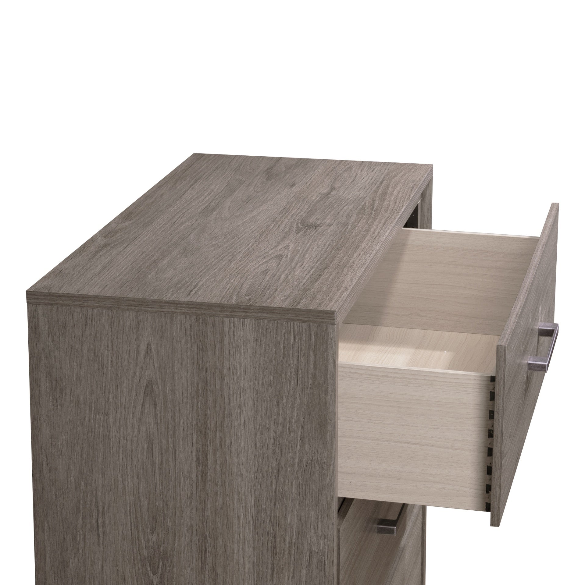 1pc Contemporary 6-Drawer Storage Dresser Metal Handle Grey Oak Finish