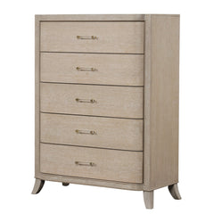 Transitional Style 1pc Chest English Dovetail Drawers Acrylic Handles Ball Bearing Glides Shelter Padded Headboard Natural Oak Finish Bedroom Furniture