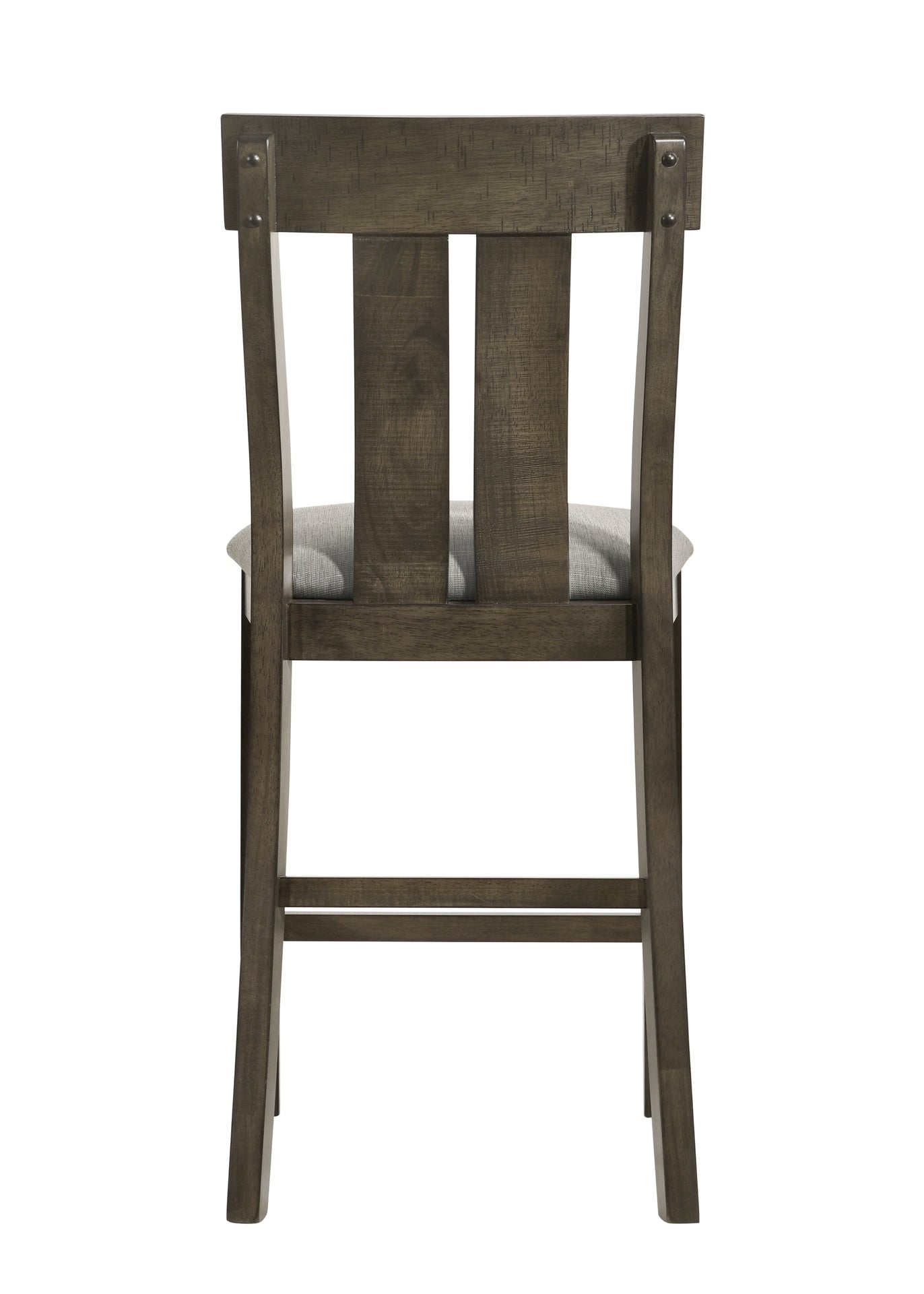 2pc Counter Height Rustic Upholstered Dining Chairs Rich Wood Finish Wooden Dining Room Furniture Brown