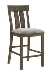 2pc Counter Height Rustic Upholstered Dining Chairs Rich Wood Finish Wooden Dining Room Furniture Brown