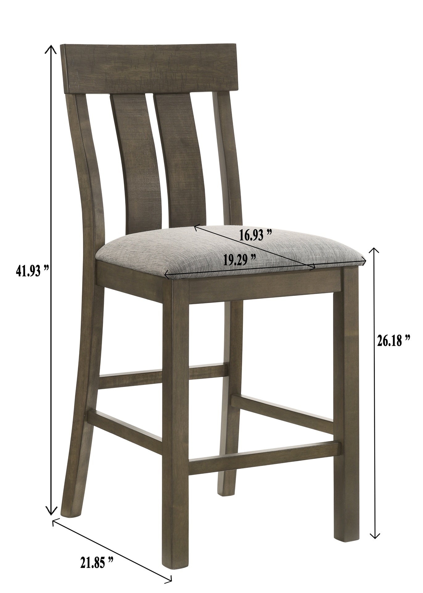 2pc Counter Height Rustic Upholstered Dining Chairs Rich Wood Finish Wooden Dining Room Furniture Brown