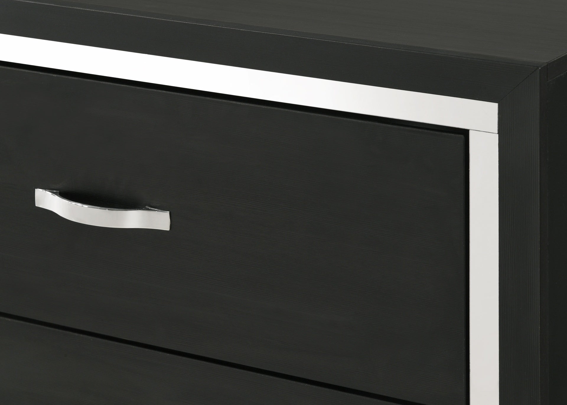 Modern 1pc Glam 2-Drawer Bedroom Nightstand Sleek Metal Handles Wooden Black Bedroom Furniture