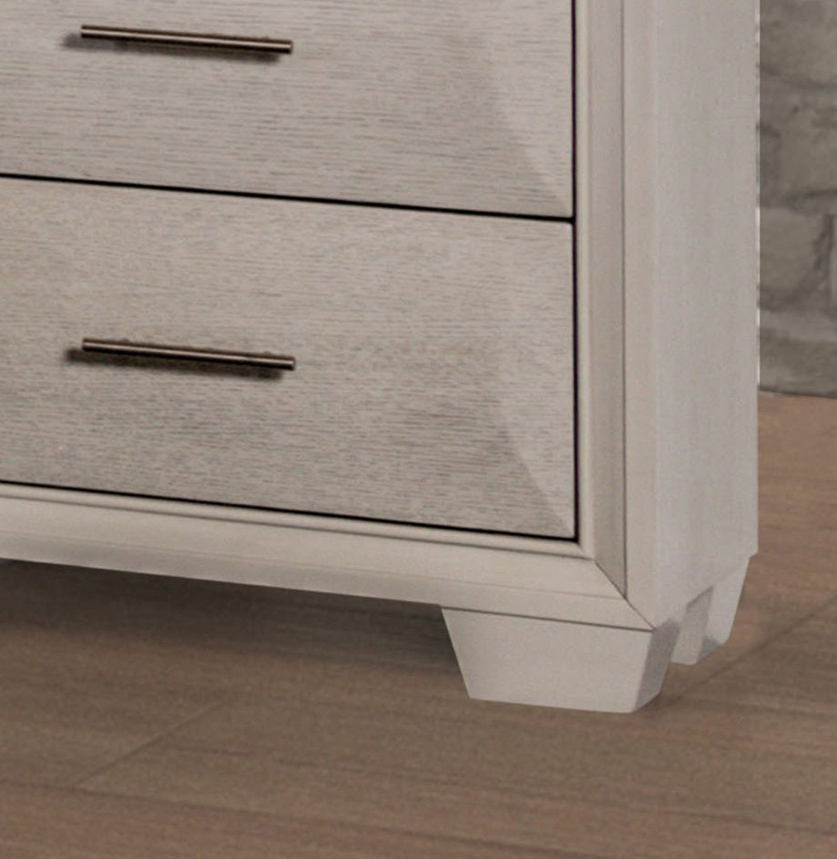 English Dovetail Drawers Chest 1pc White Oak Finish French Dovetail Back Felt Lined Top Drawer Transitional Bedroom Furniture