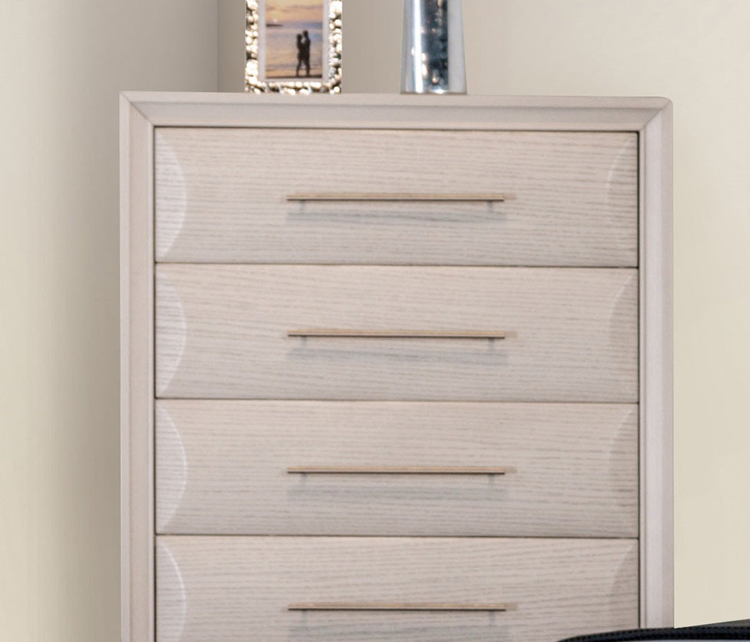 English Dovetail Drawers Chest 1pc White Oak Finish French Dovetail Back Felt Lined Top Drawer Transitional Bedroom Furniture