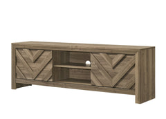 1pc Rustic Chevron-patterned Contemporary Traditional Interiors Entertainment Console TV Stand Living Room Furniture Light Brown Warm Wood Finish