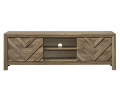 1pc Rustic Chevron-patterned Contemporary Traditional Interiors Entertainment Console TV Stand Living Room Furniture Light Brown Warm Wood Finish