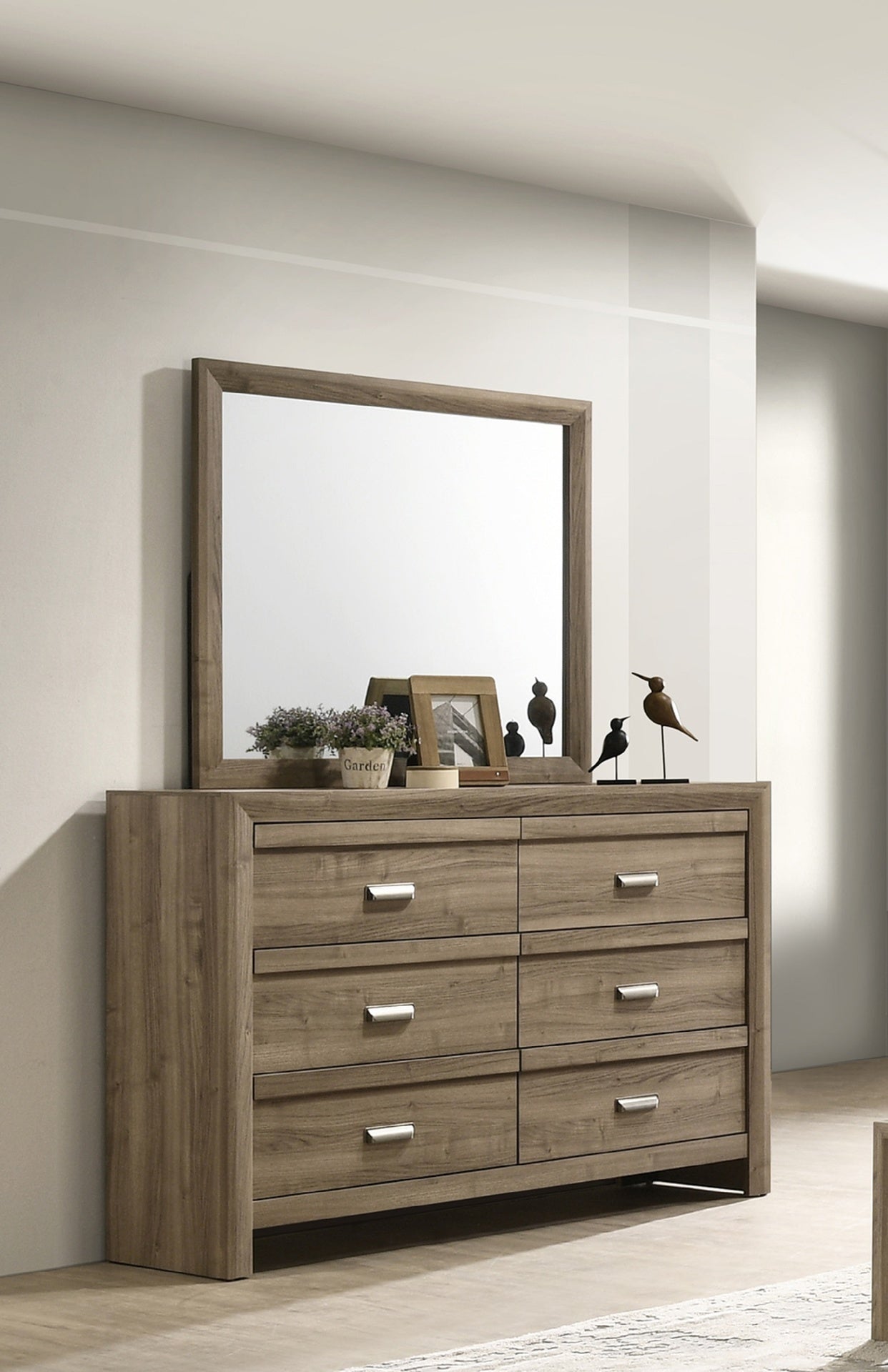 1pc Contemporary Style Six Drawers Storage Dresser Wooden Bedroom Furniture Light Brown Warm Wood Finish