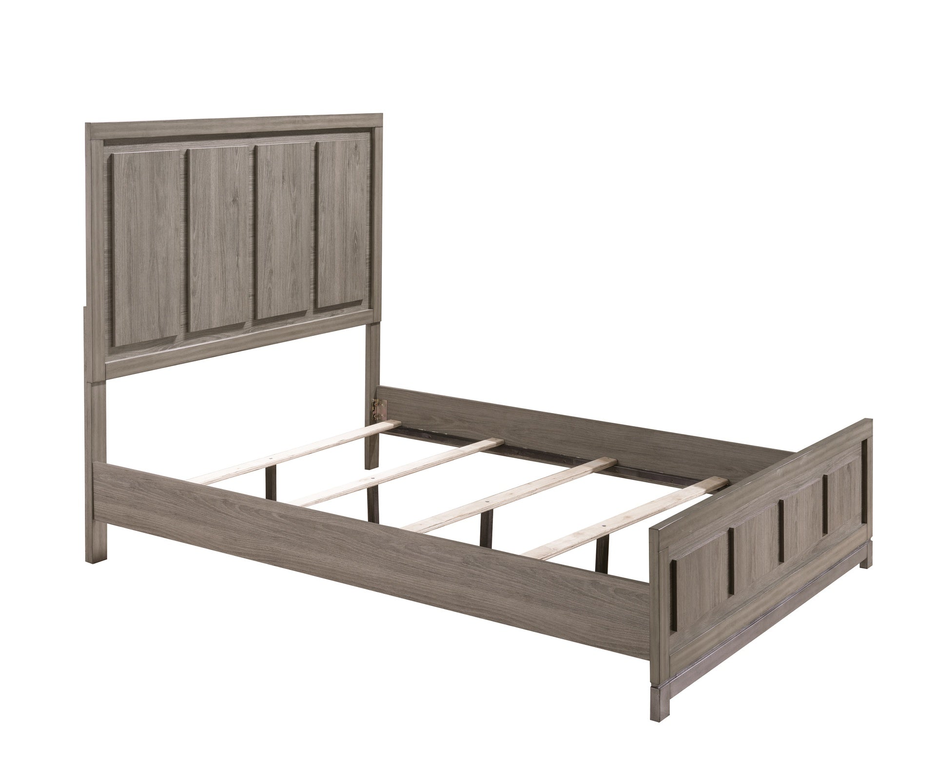 1pc Contemporary Queen Panel Bed Sleek Minimalist Design Soothing Grey Oak Finish
