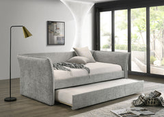 Transitional Style 1pc Twin Size Daybed w/ Trundle Flared Arms Mattress Ready Gray Finish Primary Living Room