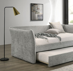 Transitional Style 1pc Twin Size Daybed w/ Trundle Flared Arms Mattress Ready Gray Finish Primary Living Room