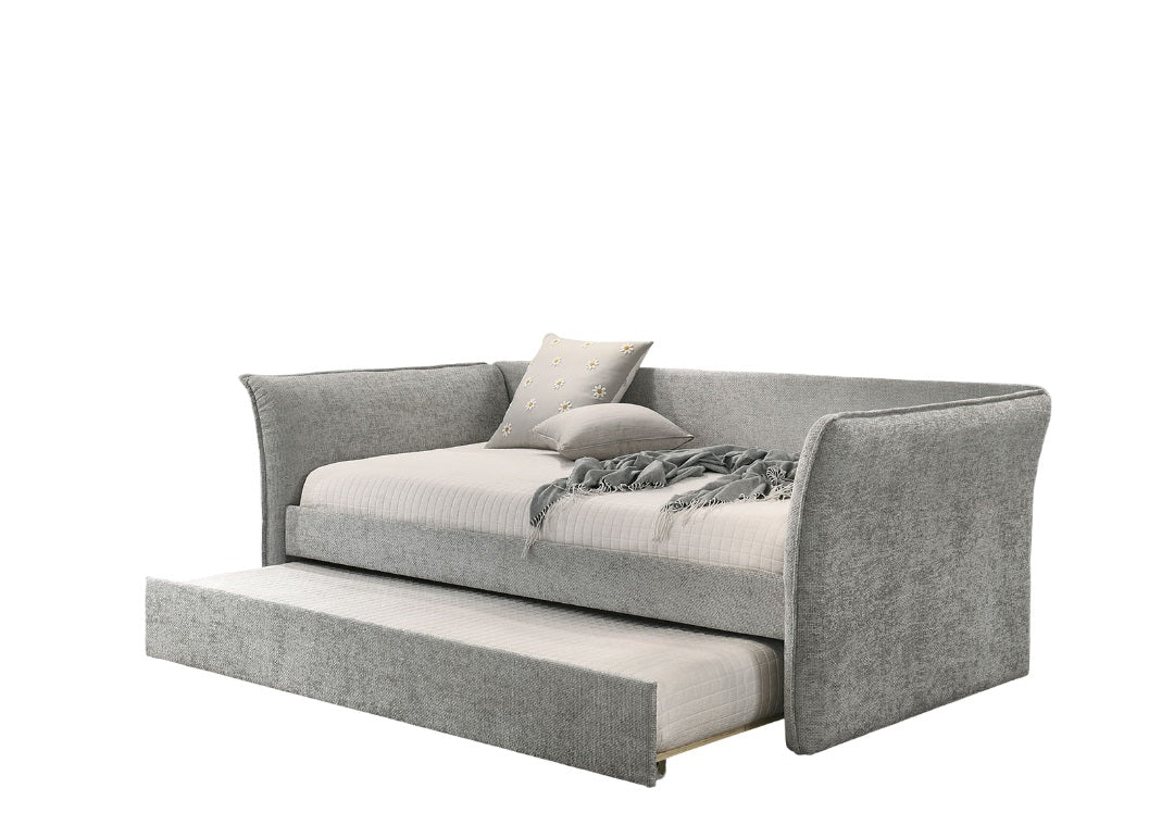Transitional Style 1pc Twin Size Daybed w/ Trundle Flared Arms Mattress Ready Gray Finish Primary Living Room