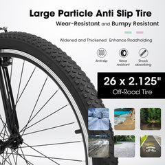A26208D Mountain Bike 24/26 Inch, High-Density Carbon Steel Frame, 21 Speed, Front Suspension, Dual V-Brakes, 80% Pre-Assembled for Men Women Teens