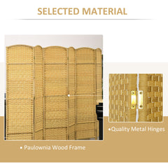 HOMCOM 6 Panel Room Divider, 6' Tall Folding Privacy Screen, Hand-Woven Freestanding Wall Partition for Home Office, Bedroom, Nature Wood