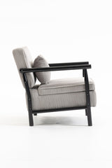 Storage Chair,Mid Century Modern Accent Chair with Wood Frame, Upholstered Living Room Chairs with Waist Cushion, Reading Armchair for Bedroom Sunroom