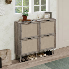 4 Door Shoe Rack, Freestanding Modern Shoe Storage Cabinet, for Entryway