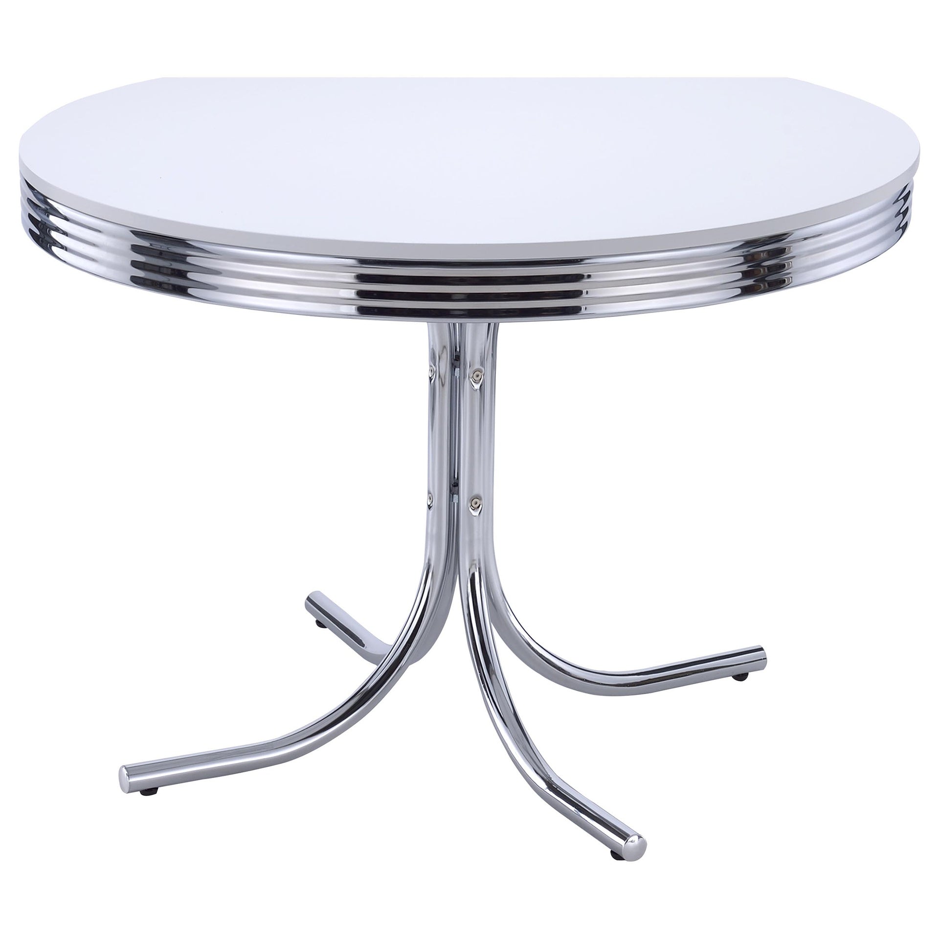 White and Chrome Round Dining Table