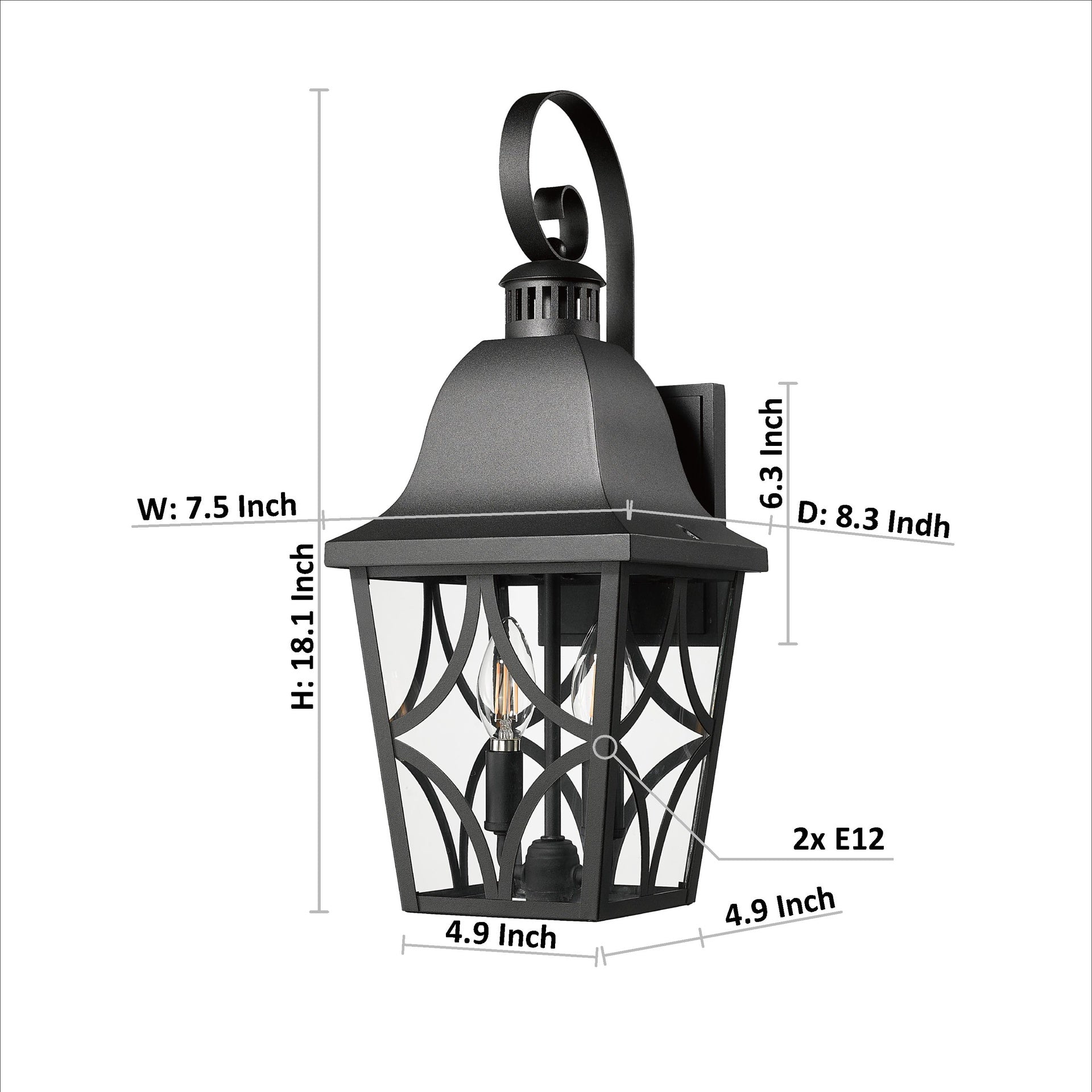 Outdoor Wall Light Fixtures, Waterproof Exterior Wall Sconce Porch Lights, Matte Black Outdoor Wall Lantern with Clear Glass, Outside Wall Mount Lighting for House, Garage, Front Door (2 pack)