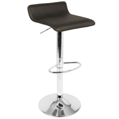 Bistro Round-Ale Contemporary Adjustable Bar Set in Silver and Chrome Metal with Brown PVC and Oval Footrest by LumiSource - 3 Piece