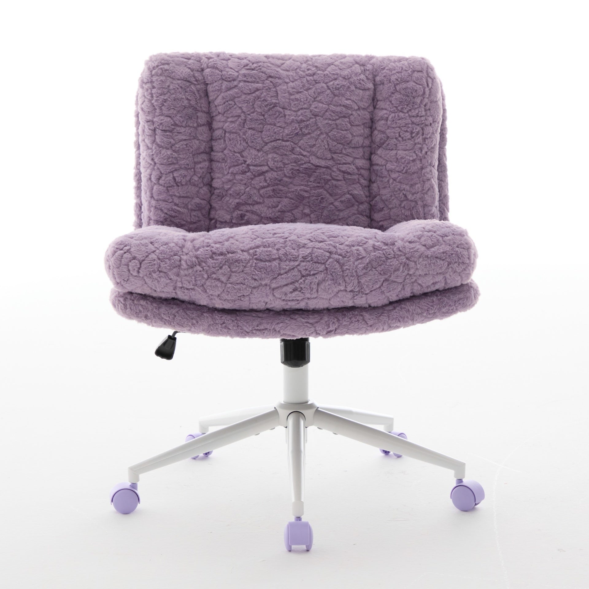 W26.4 inch Wider seat Office Chair,Artificial rabbit hair Home Office Chair with Metal Base,Adjustable Desk Chair Swivel Office Chair,Vanity Chair(Violet)
