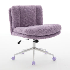 W26.4 inch Wider seat Office Chair,Artificial rabbit hair Home Office Chair with Metal Base,Adjustable Desk Chair Swivel Office Chair,Vanity Chair(Violet)