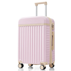 Luggage Set of 3, 20inch with USB Port, front opening design Airline Certified Carry on Luggage, ABS Hard Shell Luggage with Spinner Wheels,Light Pink
