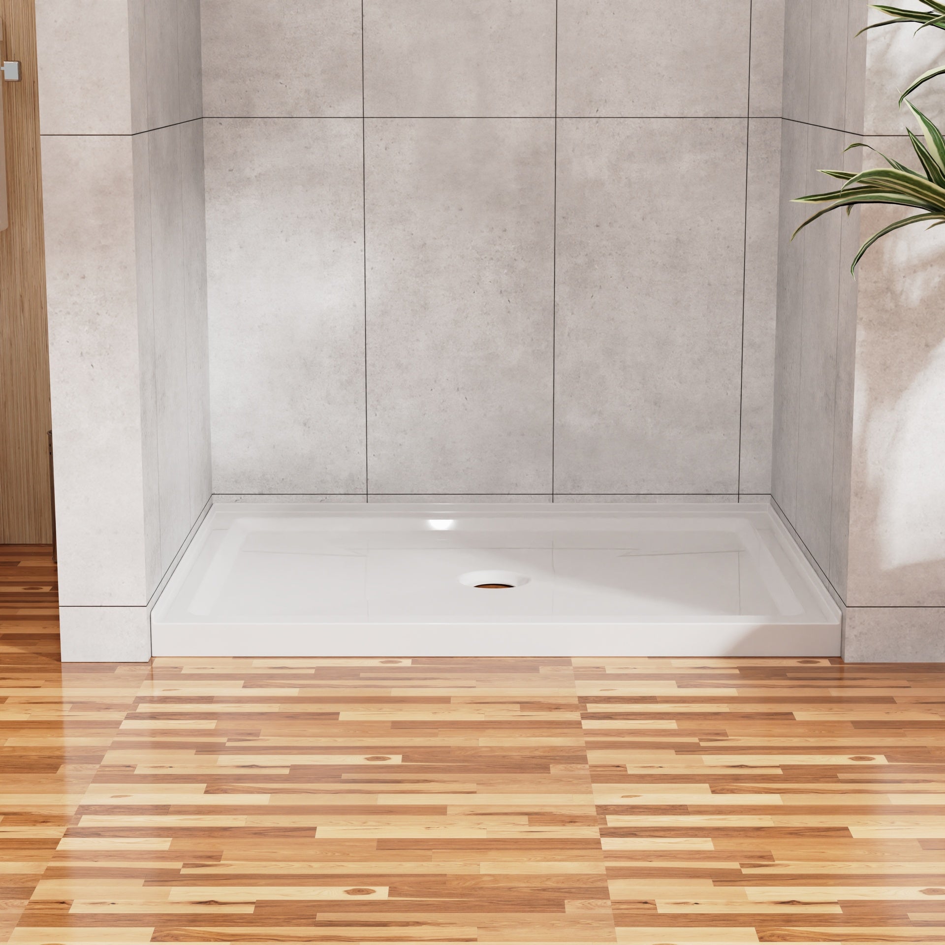 Goodyo 32"x48" Shower Base 3.4" Height Anti-slip Acrylic Center Drain Single Threshold Shower Base in White