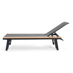 WATERLOO CHAISE LOUNGE WITH ATTACHED WOOD SIDE TABLE, 1PC, (62756.00BLK)