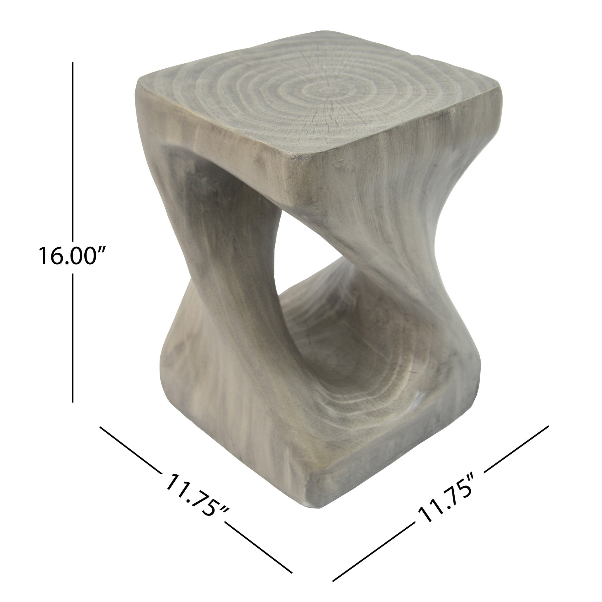 MGO Twist Shape Side Table, Wood-like texture, Grey Color