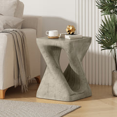 MGO Twist Shape Side Table, Wood-like texture, Grey Color