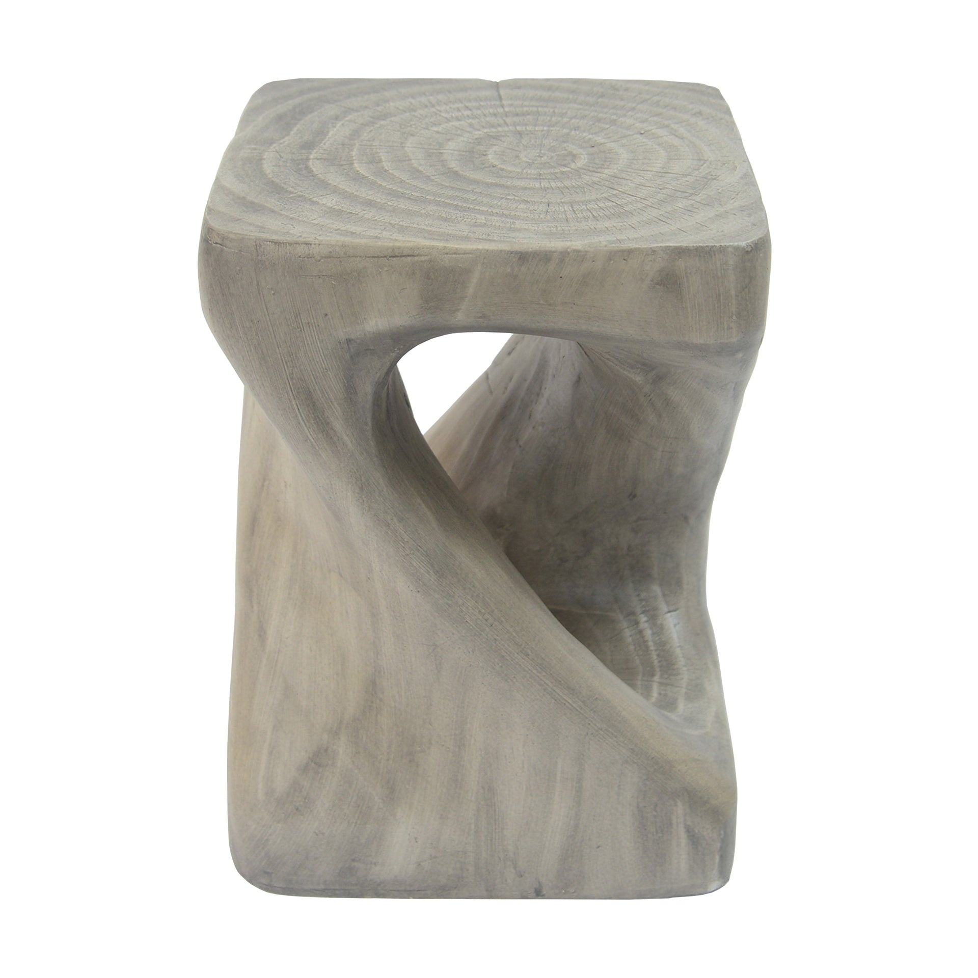 MGO Twist Shape Side Table, Wood-like texture, Grey Color