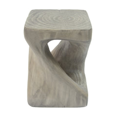 MGO Twist Shape Side Table, Wood-like texture, Grey Color