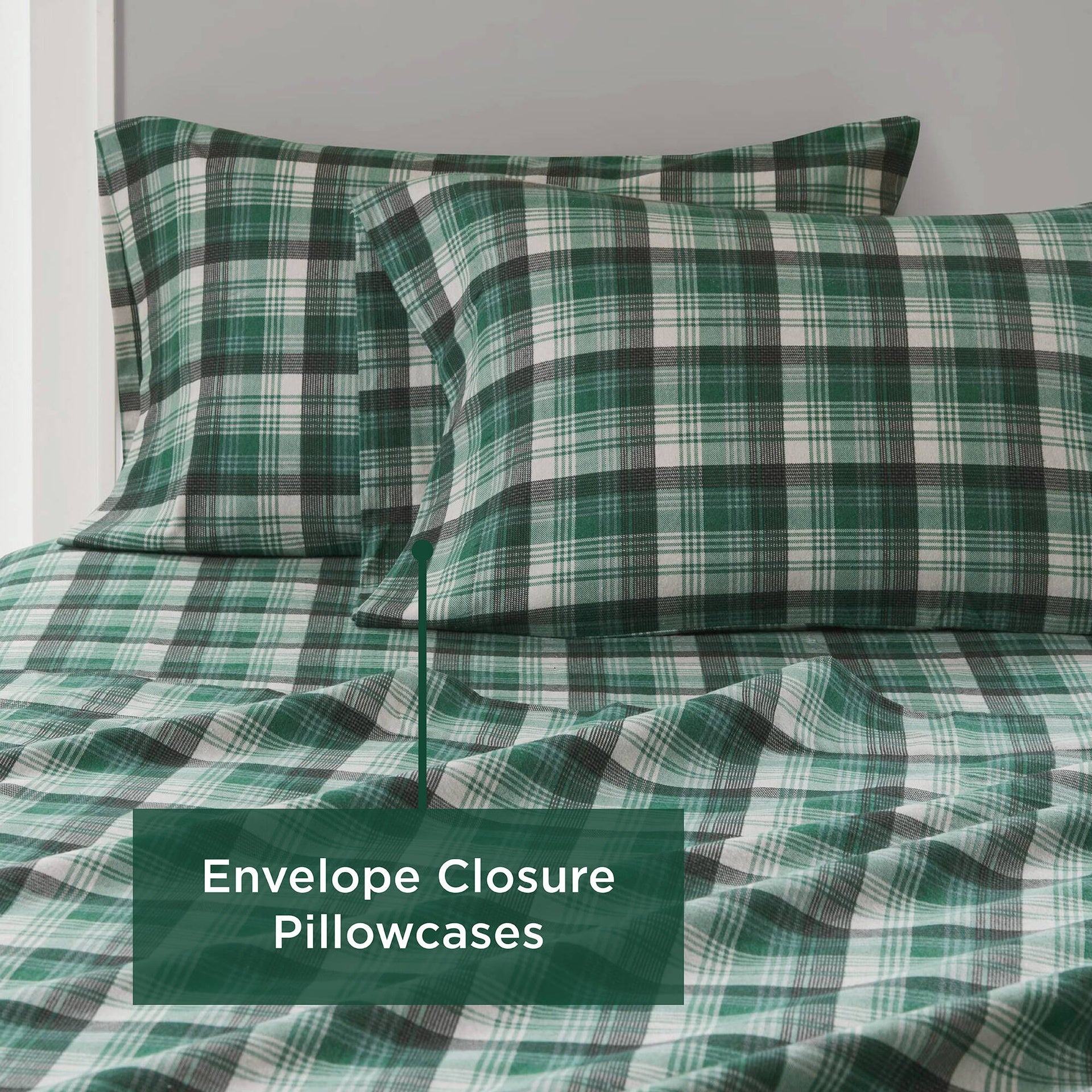 4 PCS Full Sheet Set Green Plaid